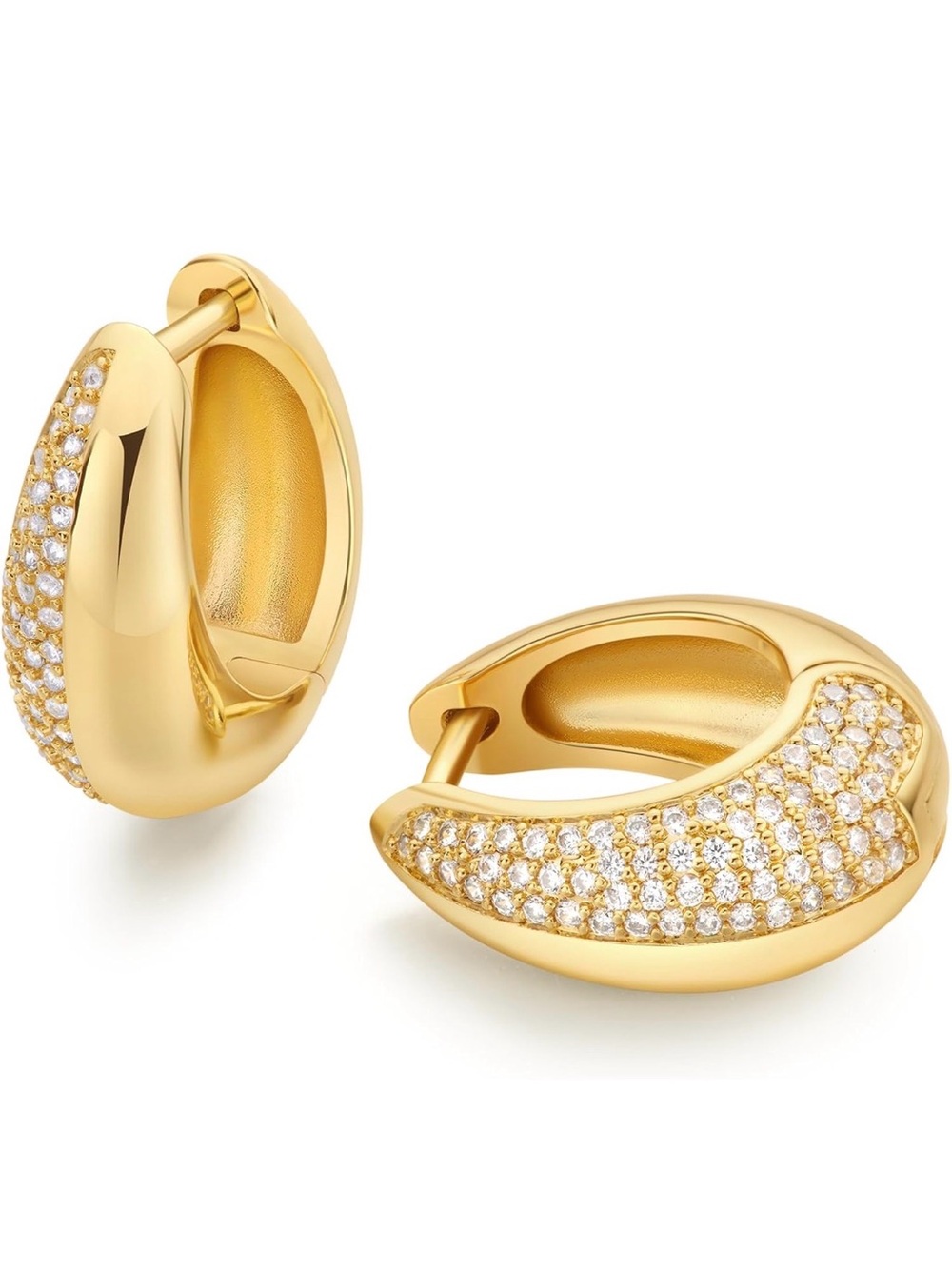 18K GOLD PLATED Huggie Hoops (NOT solid gold) 925 Silver- Women Jewelry